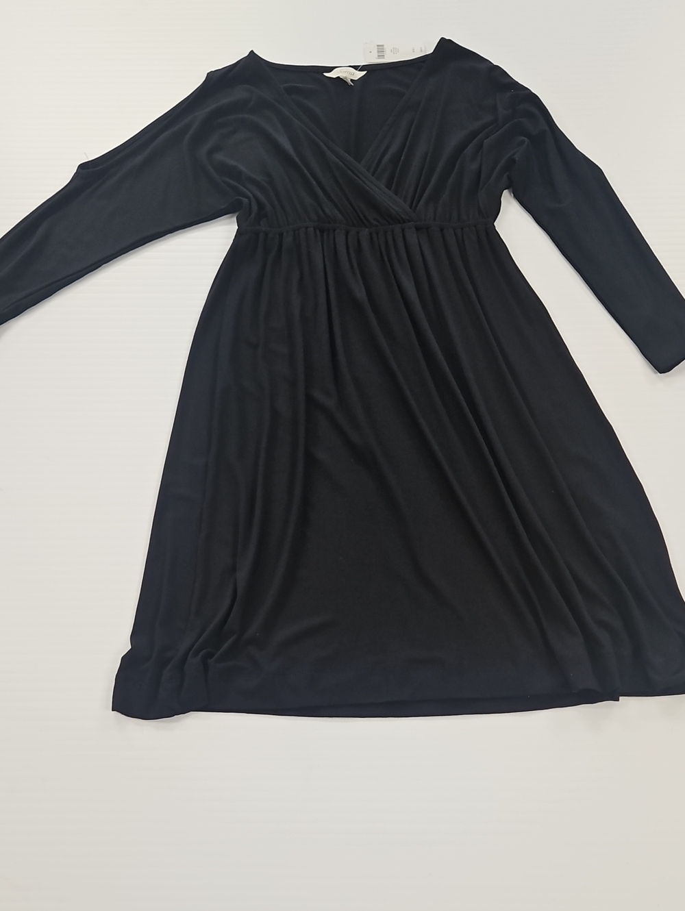 Soma Black Long-Sleeve With Cutouts,  V-Neck Wrap Dress